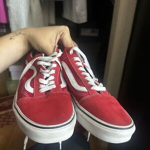 Red and White Vans Sneakers